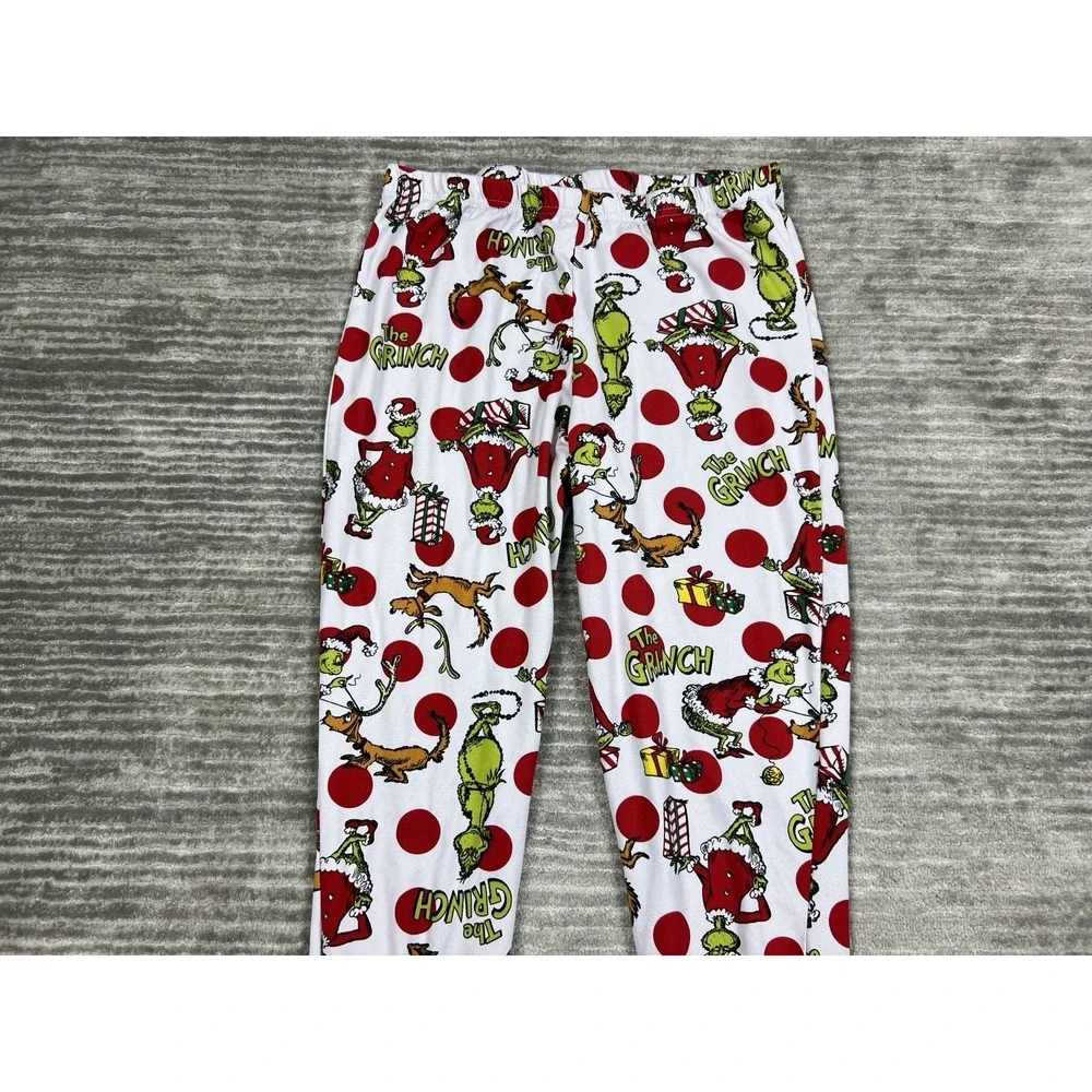 The Grinch Dr Suess Pajama Set Womens Medium Red Long Sleeve‎ Polyester Blend
